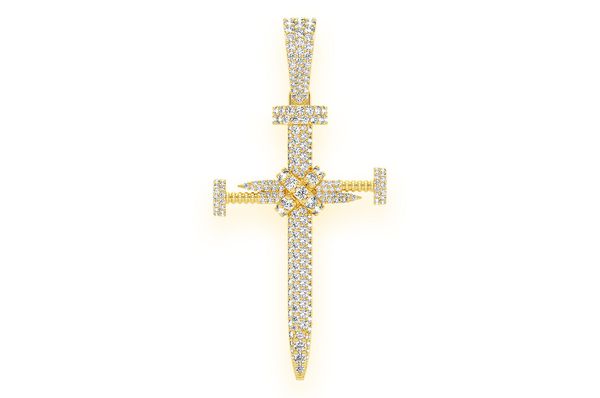 2.25ct Diamond Nail Cross Pendant 18K Solid Gold
