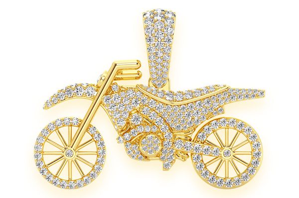 1.75ct Diamond Dirt Bike Pendant 18K Solid Gold