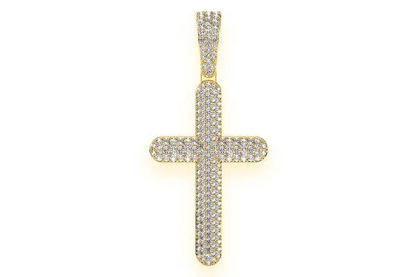 2.00ct Diamond Bubbly Cross Pendant 18K Solid Gold