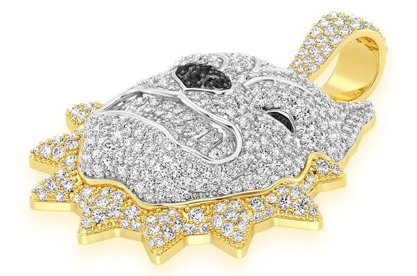 3.00ct Diamond Pitbull Spike Collar Pendant 18K Solid Gold