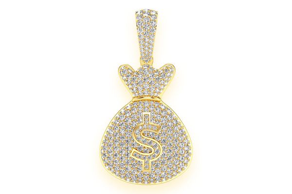 3.33ct Diamond Money Bag Pendant 18K Solid Gold