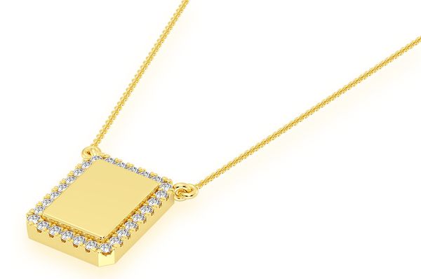 Collier de diamants avec image rectangulaire de 0,15 ct connecté en or massif 14 carats