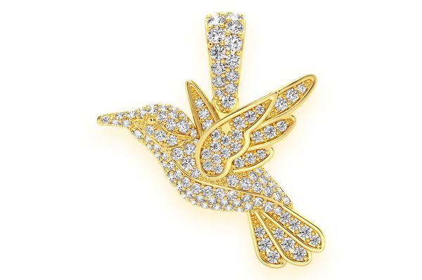 Pendentif diamant colibri volant 0,65 ct en or massif 14 carats