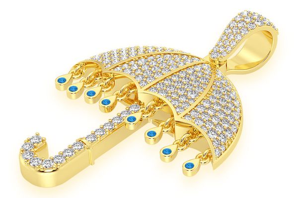 2.65ct Diamond Umbrella Pendant 18K Solid Gold