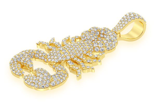 3.40ct Diamond Scorpion Pendant 18K Solid Gold