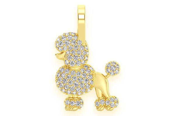 Pendentif diamant caniche 0,33 ct en or massif 14 carats