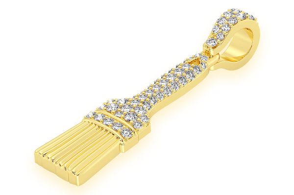 Pinceau 0,65 ct Pendentif diamant en or massif 14 carats