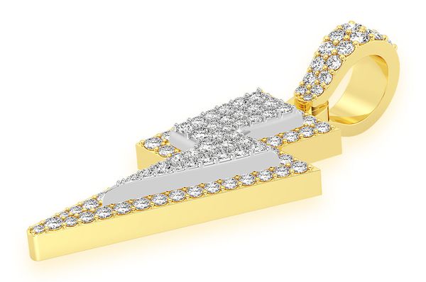 1.25ct Diamond Lightning Bolt Pendant 18K Solid Gold