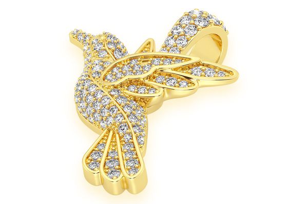 Pendentif diamant colibri volant 0,65 ct en or massif 14 carats