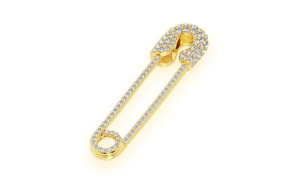 0.80ct Diamond Safety Pin Pendant 18K Solid Gold