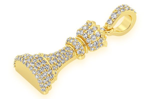 Pendentif en diamant Queen Chess Piece 0,75 ct en or massif 14 carats