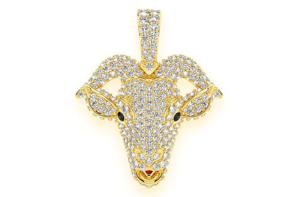2.50ct Diamond Goat Head Pendant 18K Solid Gold