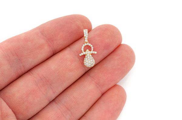 Sucette pour bébé Pendentif diamant 0,50 ct en or massif 14 carats