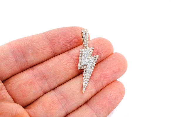 1.25ct Diamond Lightning Bolt Pendant 18K Solid Gold