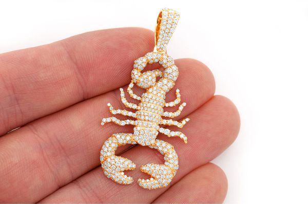 3.40ct Diamond Scorpion Pendant 18K Solid Gold