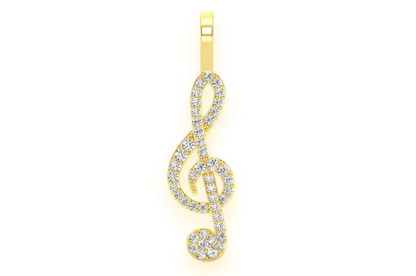 Pendentif diamant clé de sol 0,25 ct, or massif 14 carats