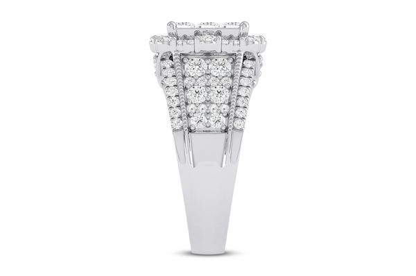 2.75ct Diamond Square Cluster All Natural Engagement Ring 18K White Gold