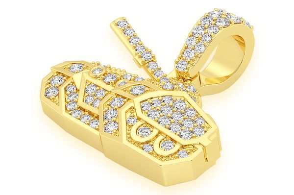 0.40ct Diamond Military Battle Tank Pendant 18K Solid Gold