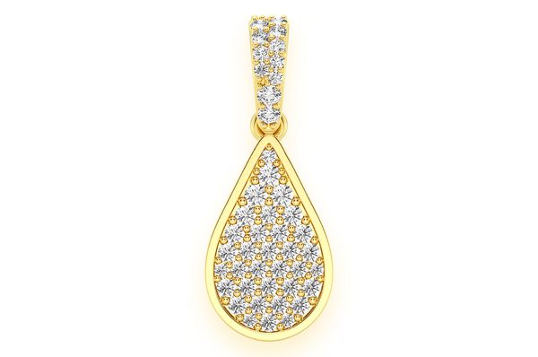 Pendentif goutte d'eau Emoji 0,33 ct diamant en or massif 14 carats
