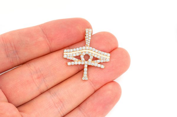 1.40ct Diamond Eye Of Ra Pendant 18K Solid Gold