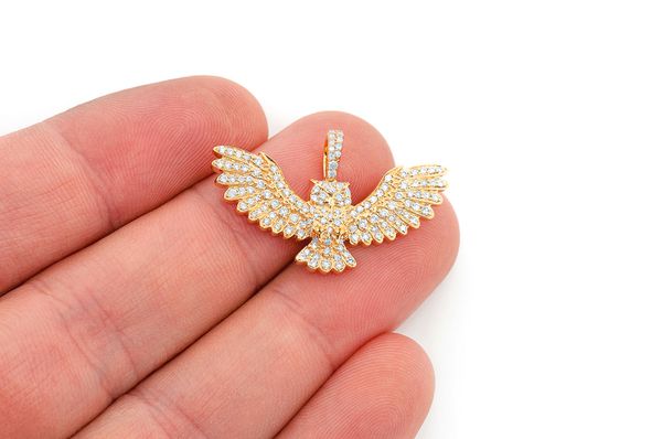 0.75ct Diamond Owl Pendant 18K Solid Gold