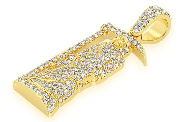 1.00ct Diamond Grim Reaper Pendant 18K Solid Gold