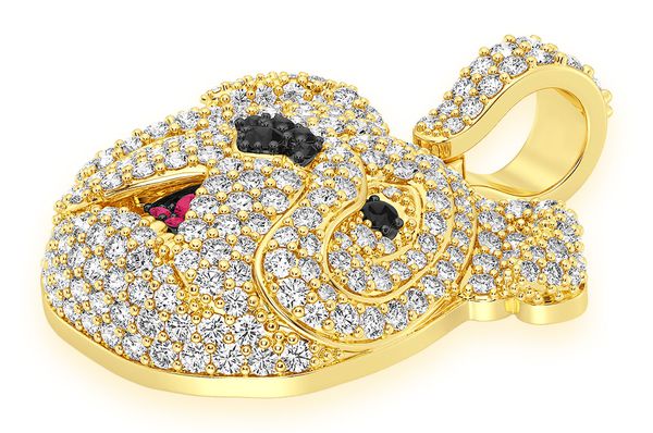 1.66ct Diamond Bulldog Pendant 18K Solid Gold