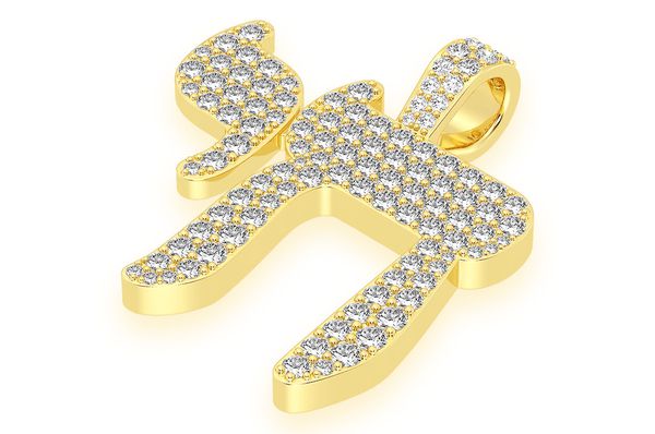 1.75ct Diamond Chai Pendant 18K Solid Gold