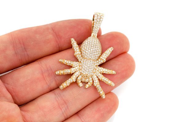 4.00ct Diamond Spider Crawling Pendant 18K Solid Gold