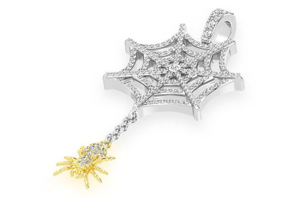 1.00ct Diamond Spider Web Pendant 18K Solid Gold