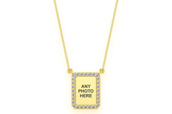 Collier de diamants avec image rectangulaire de 0,15 ct connecté en or massif 14 carats