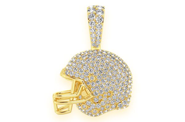 1.50ct Diamond Football Helmet Pendant 18K Solid Gold