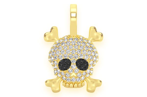 0.45ct Diamond Skull Crossbones Pendant 18K Solid Gold