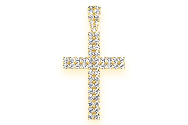 Pendentif diamant croix à deux rangées de 2,25 ct en or massif 14 carats