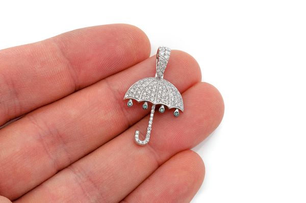 0.75ct Diamond Drip Umbrella Pendant 18K Solid Gold