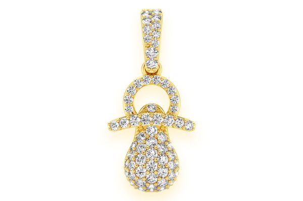 Sucette pour bébé Pendentif diamant 0,50 ct en or massif 14 carats