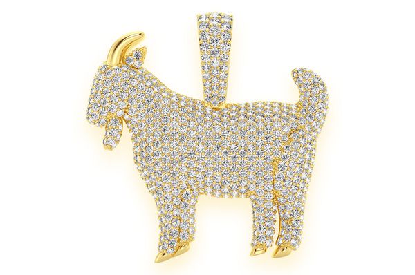3.75ct Diamond Standing Goat Pendant 18K Solid Gold
