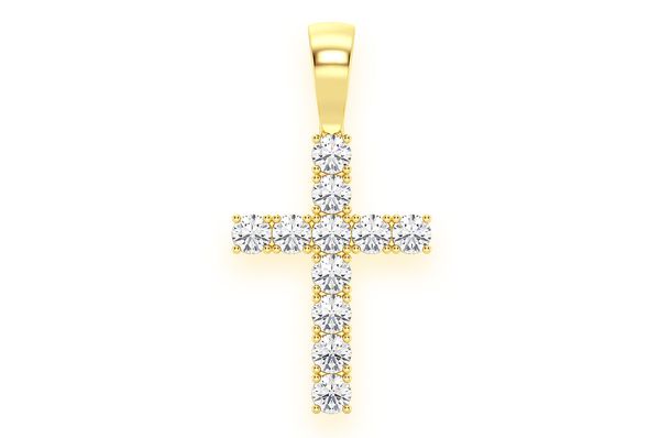 Pendentif solitaire croix diamant 1,00 ct en or massif 14 carats