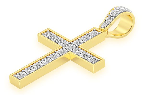 0.35ct Diamond Miracle Set Cross Pendant 18K Solid Gold