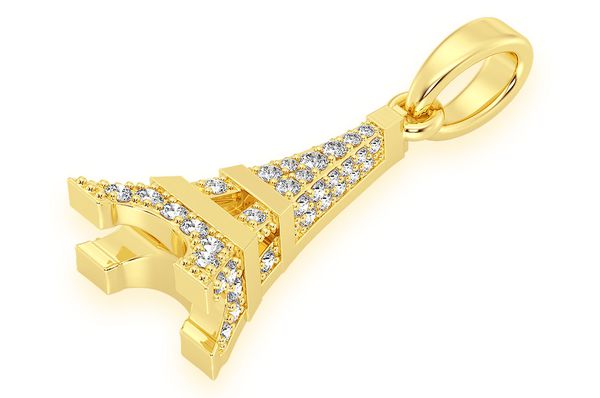0.33ct Diamond French Eiffel Tower Pendant 18K Solid Gold