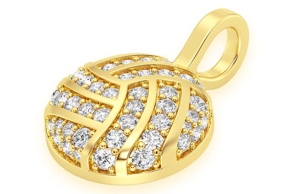 Pendentif diamant volley-ball 0,50 ct en or massif 14 carats
