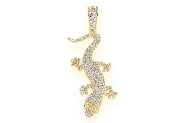 Pendentif diamant lézard 1,00 ct en or massif 14 carats