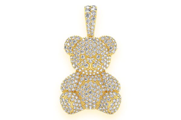 2.65ct Diamond Teddy Bear Pendant 18K Solid Gold