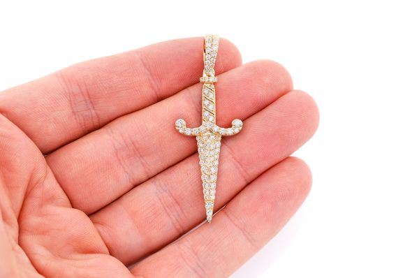 1.50ct Diamond Dagger Pendant 18K Solid Gold
