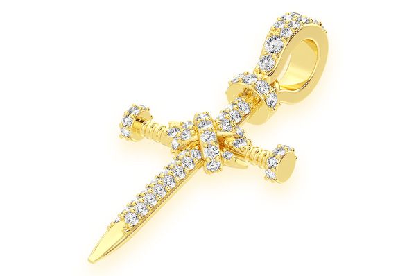 0.50ct Diamond Nail Cross Pendant 18K Solid Gold