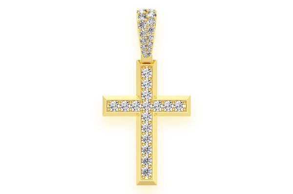 1.15ct Diamond Angled Cross Pendant 18K Solid Gold