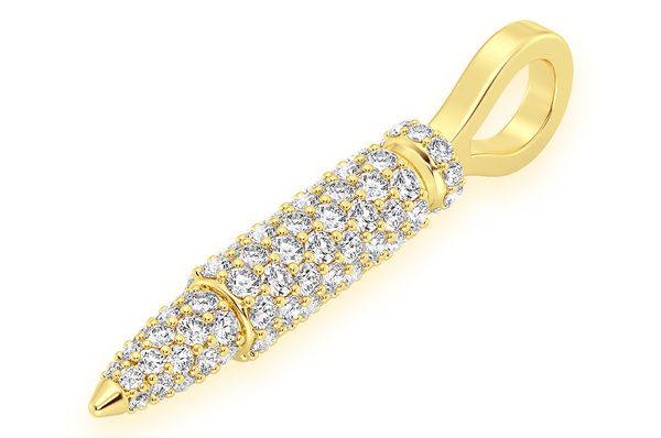 0.65ct Diamond Bullet Pendant 18K Solid Gold