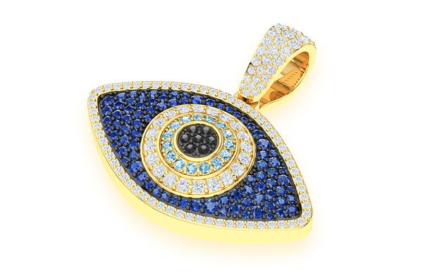 Pendentif diamant Evil Eye 2,20 ct en or massif 14 carats