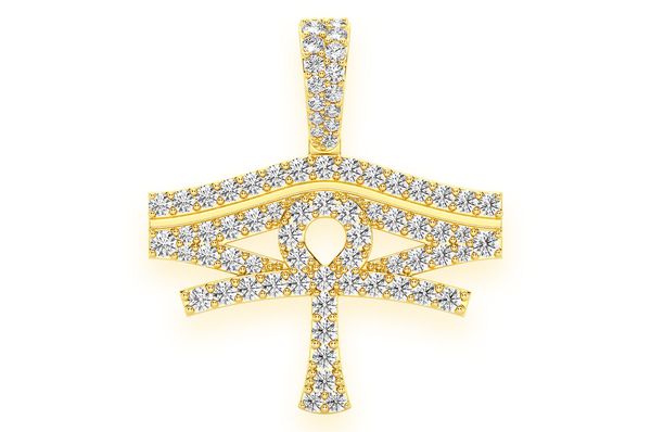 1.40ct Diamond Eye Of Ra Pendant 18K Solid Gold