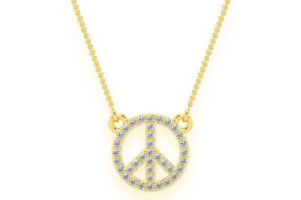 Collier de diamants signe de paix 0,15 ct connecté en or massif 14 carats